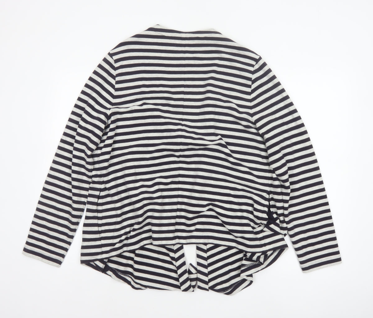 Lands' End Women’s Black White Stripe Open Jersey Jacket Size L