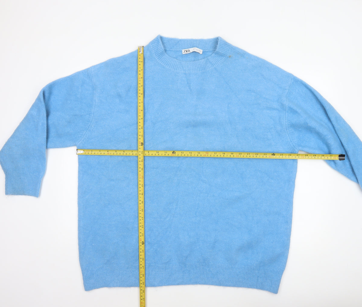 Zara Women Blue XL High Neck Raglan Knit Pullover Jumper