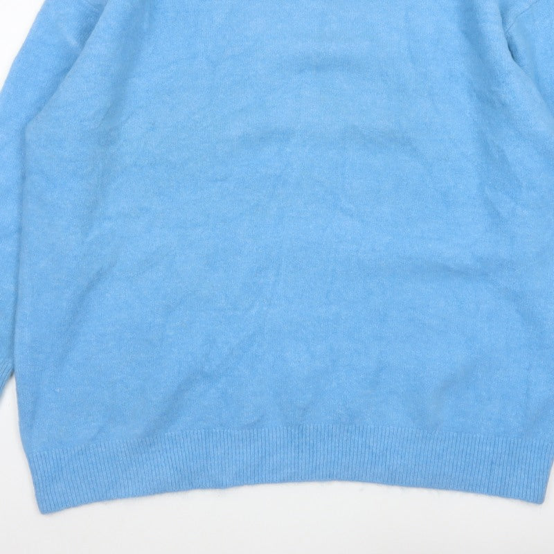 Zara Women Blue XL High Neck Raglan Knit Pullover Jumper
