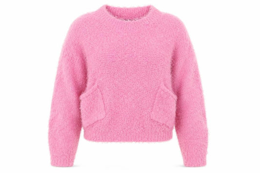 Brave Soul Women’s Pink XS Fluffy V-Neck Knit Pullover Jumper