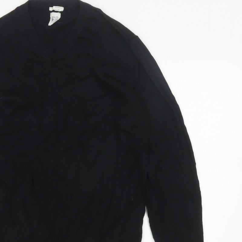 Gap Men’s Black Merino Wool V-Neck Pullover Jumper M