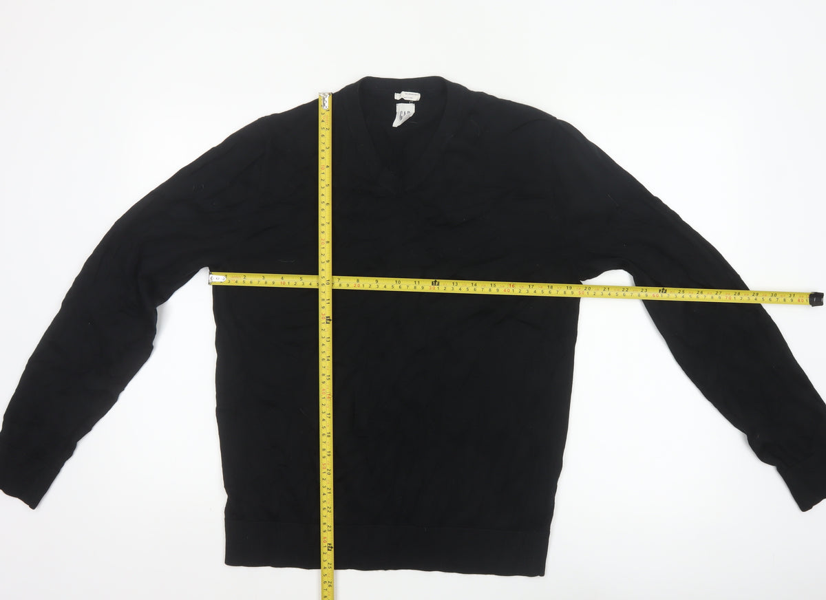 Gap Men’s Black Merino Wool V-Neck Pullover Jumper M