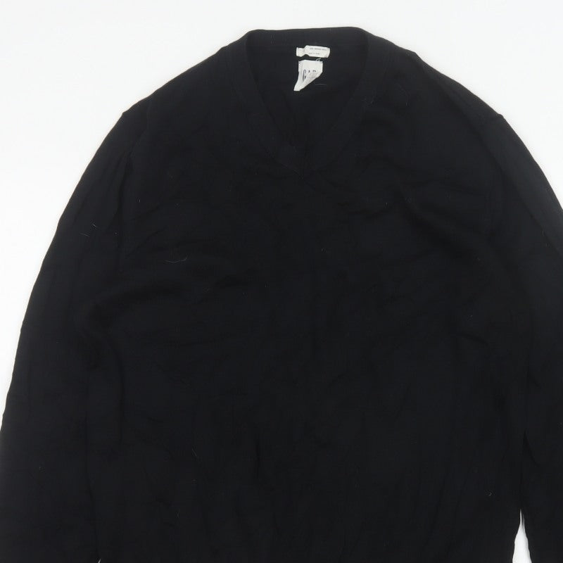 Gap Men’s Black Merino Wool V-Neck Pullover Jumper M