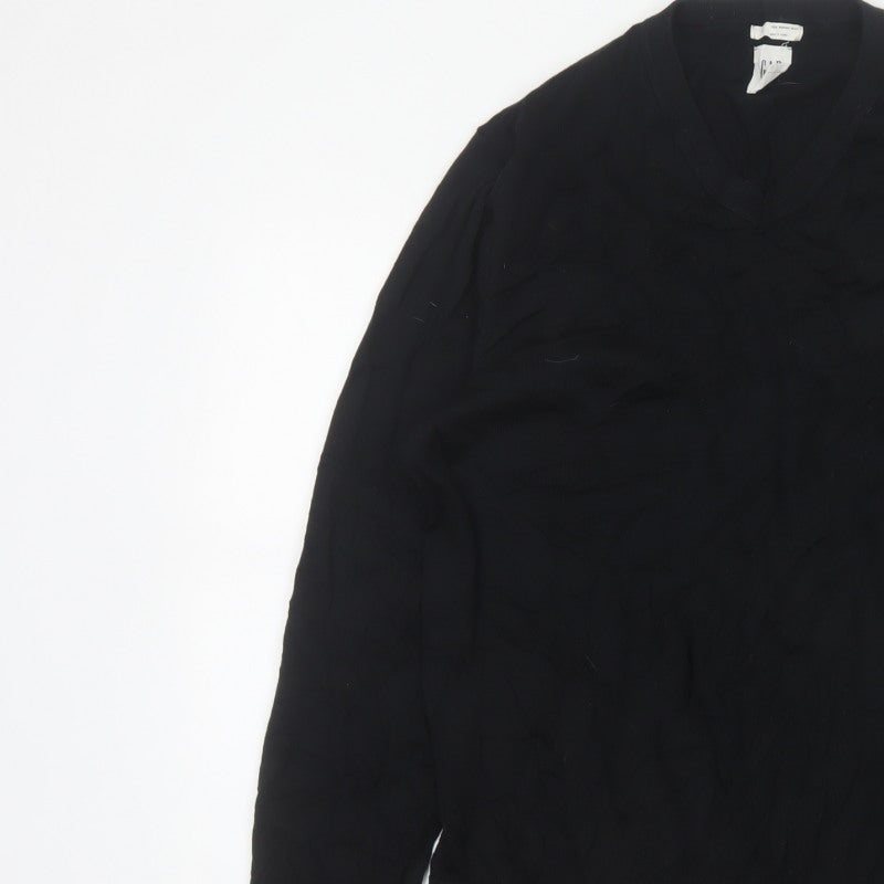 Gap Men’s Black Merino Wool V-Neck Pullover Jumper M