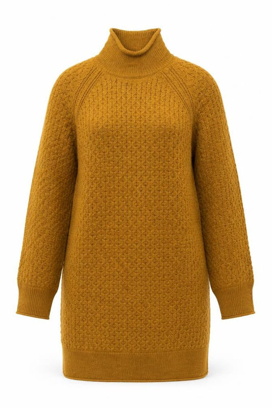 HEMA Women Brown M Jumper Dress Roll Neck Knit Long Sleeve