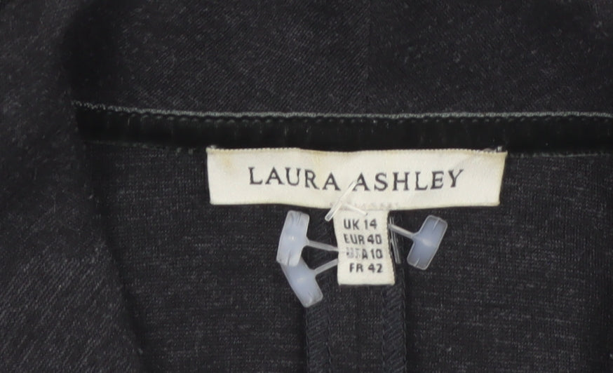 Laura Ashley Women Grey UK 14 Open Drape Collar Basic Jacket Stretch
