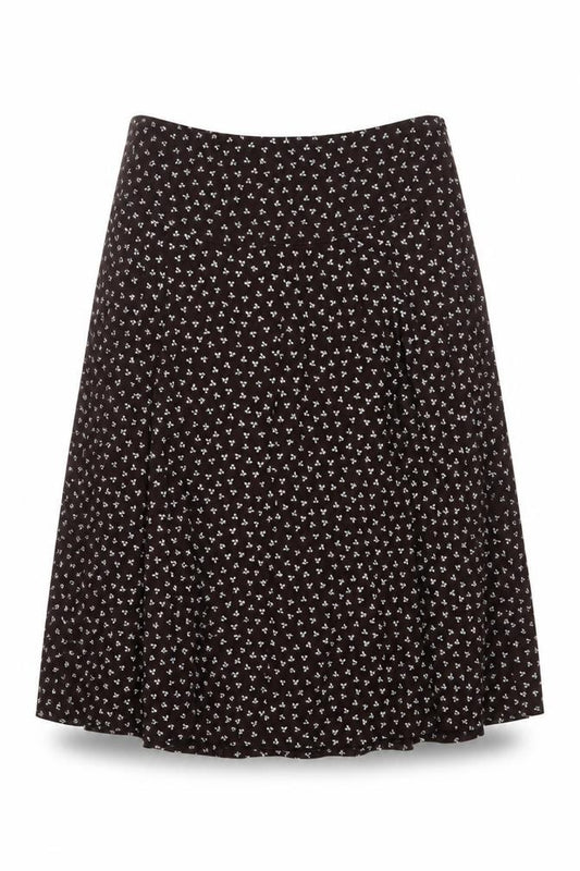 Laura Ashley Women Brown UK 14 A-Line Midi Organic Cotton Bee Skirt