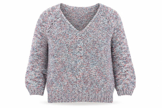 Marks & Spencer Women’s Multicoloured Chunky Knit V-Neck Jumper UK 12