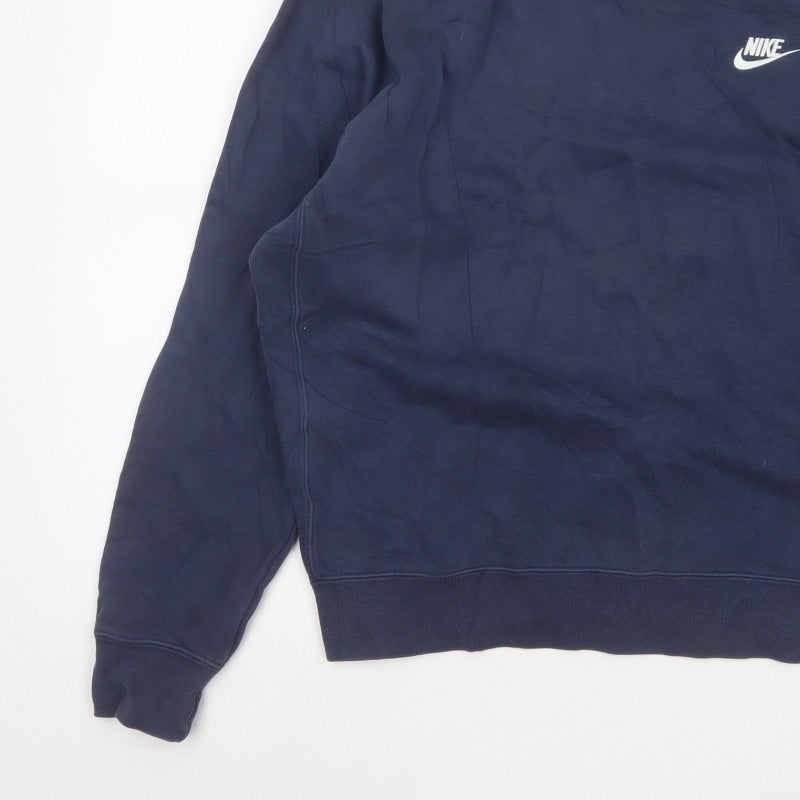 Nike Men’s Blue Medium Crew Neck Pullover Fleece Sweatshirt Logo