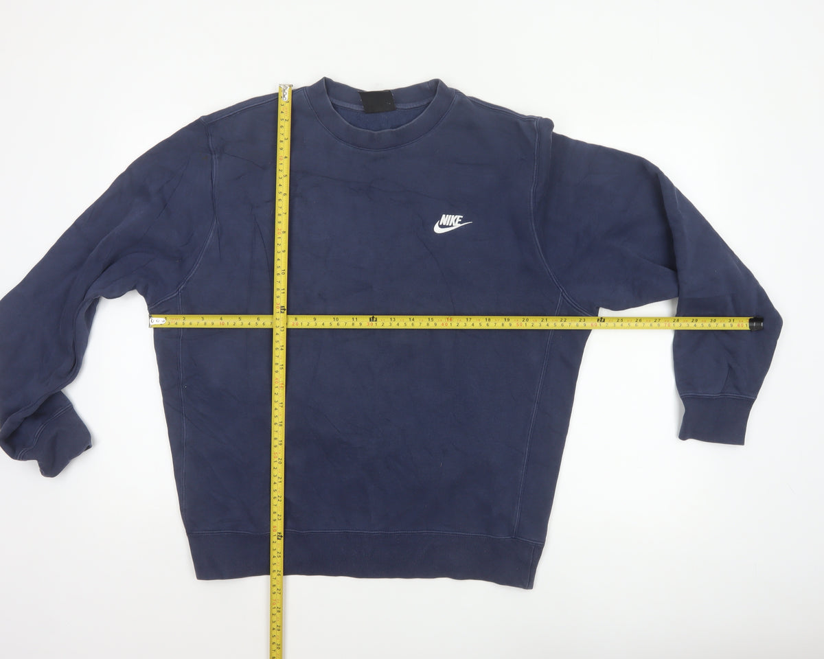 Nike Men’s Blue Medium Crew Neck Pullover Fleece Sweatshirt Logo
