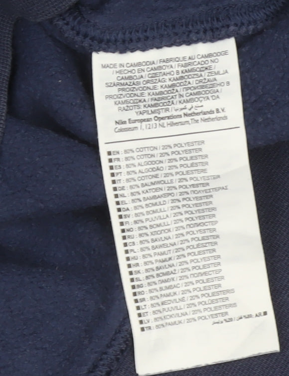 Nike Men’s Blue Medium Crew Neck Pullover Fleece Sweatshirt Logo