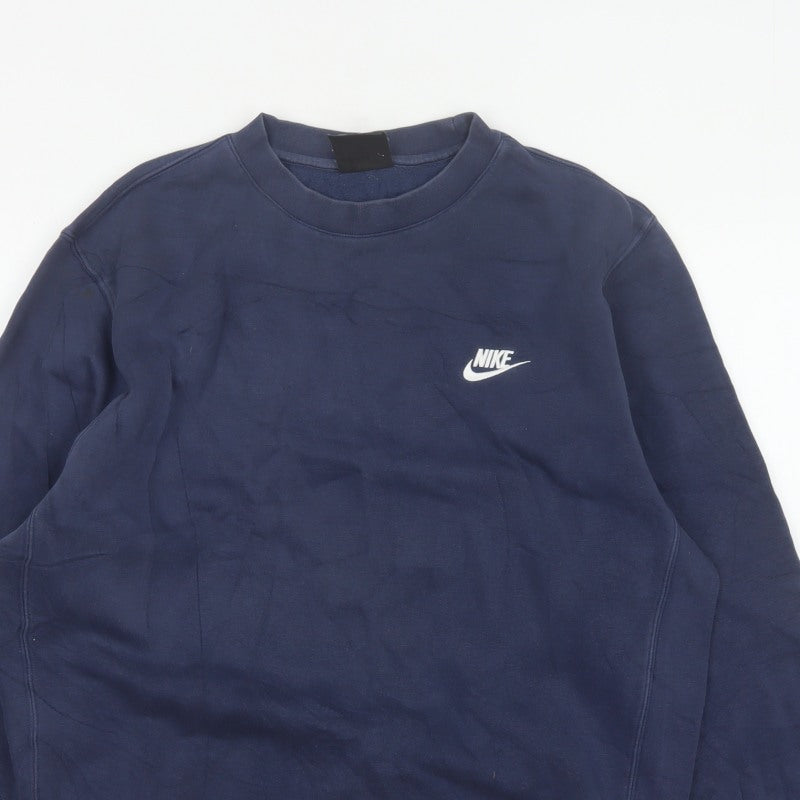 Nike Men’s Blue Medium Crew Neck Pullover Fleece Sweatshirt Logo