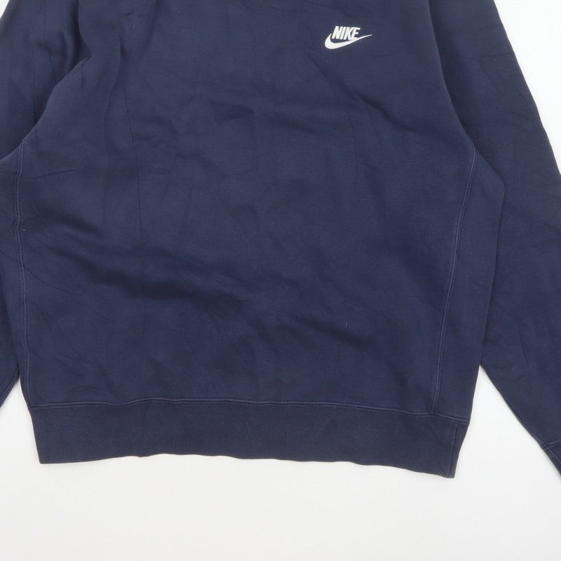 Nike Men’s Blue Medium Crew Neck Pullover Fleece Sweatshirt Logo