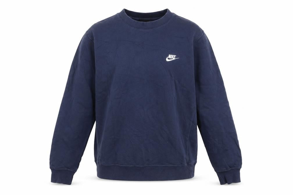Nike Men’s Blue Medium Crew Neck Pullover Fleece Sweatshirt Logo
