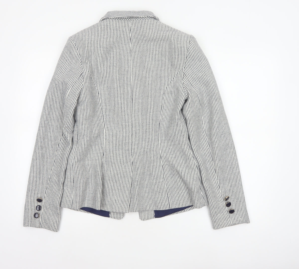 TU Women’s White Blue Stripe Blazer Size 10 Single-Breasted Lined