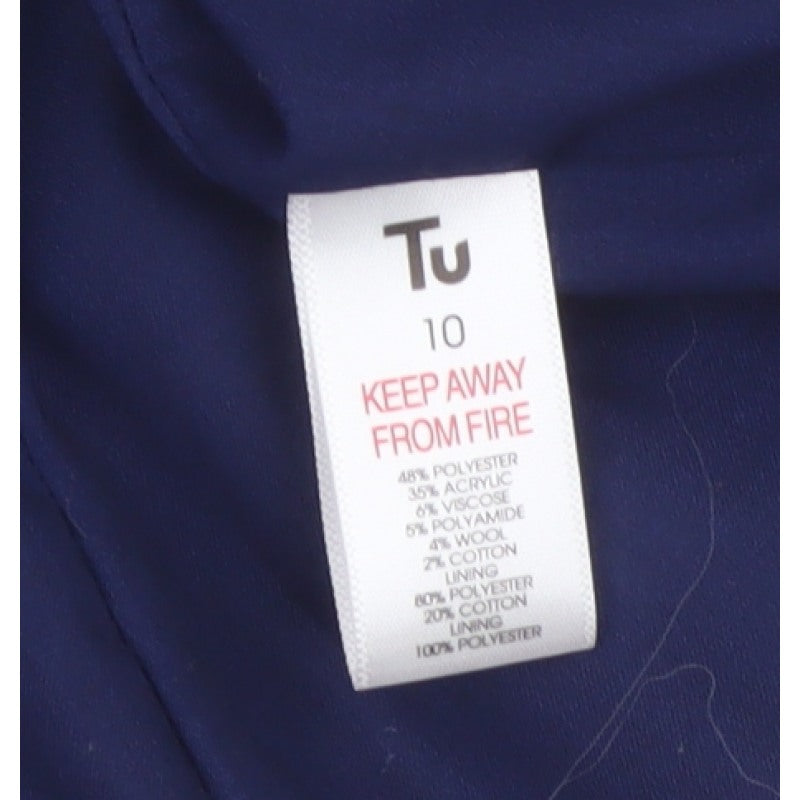 TU Women’s White Blue Stripe Blazer Size 10 Single-Breasted Lined
