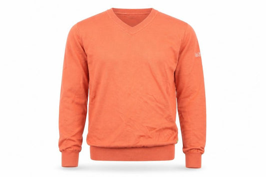 Hugo Boss Men’s Orange S Virgin Wool V-Neck Logo Pullover Jumper