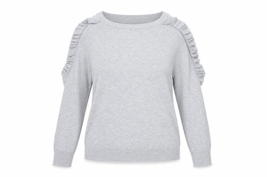 By Very Women’s Grey Size 10 Ruffle Crew Neck Knit Jumper