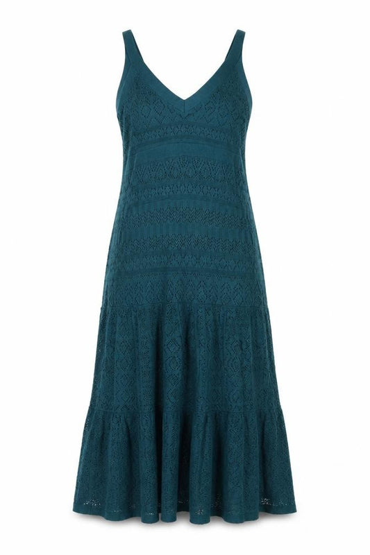 Boden Women Green UK 16 Geometric Knit Cotton Maxi Strappy Dress