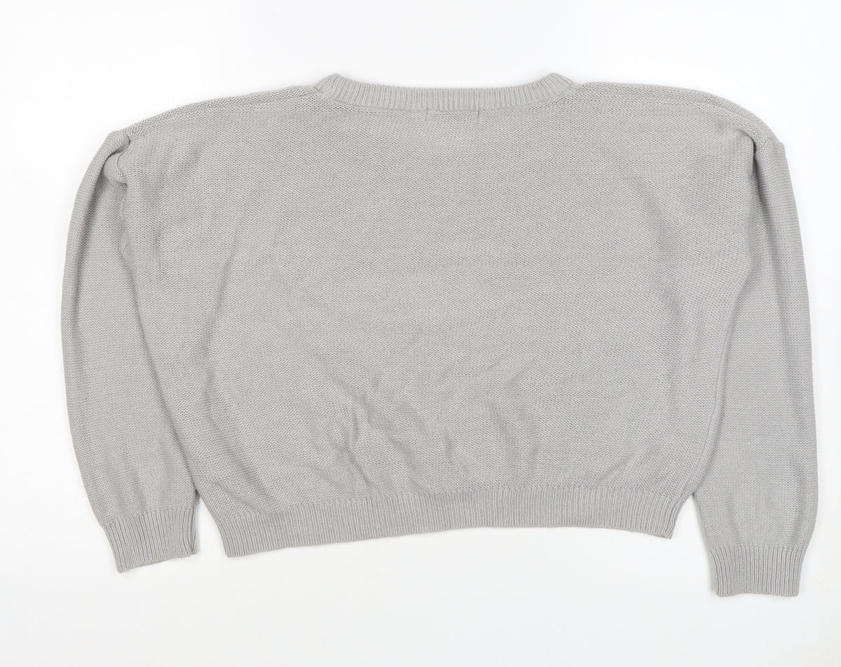 Brave Soul Women Grey M Crew Neck Knit Pullover Jumper