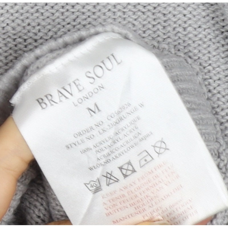 Brave Soul Women Grey M Crew Neck Knit Pullover Jumper