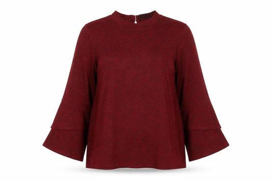 Willis Women’s Red UK 16 Mock Neck Bell Sleeve Stretch Blouse