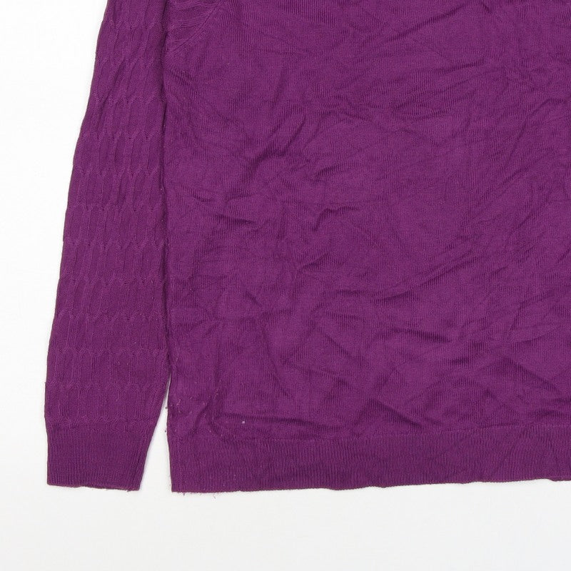 ISLE Essentials Women’s Purple S Cable Knit Roll Neck Jumper