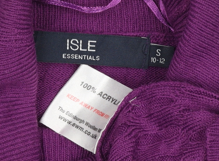 ISLE Essentials Women’s Purple S Cable Knit Roll Neck Jumper