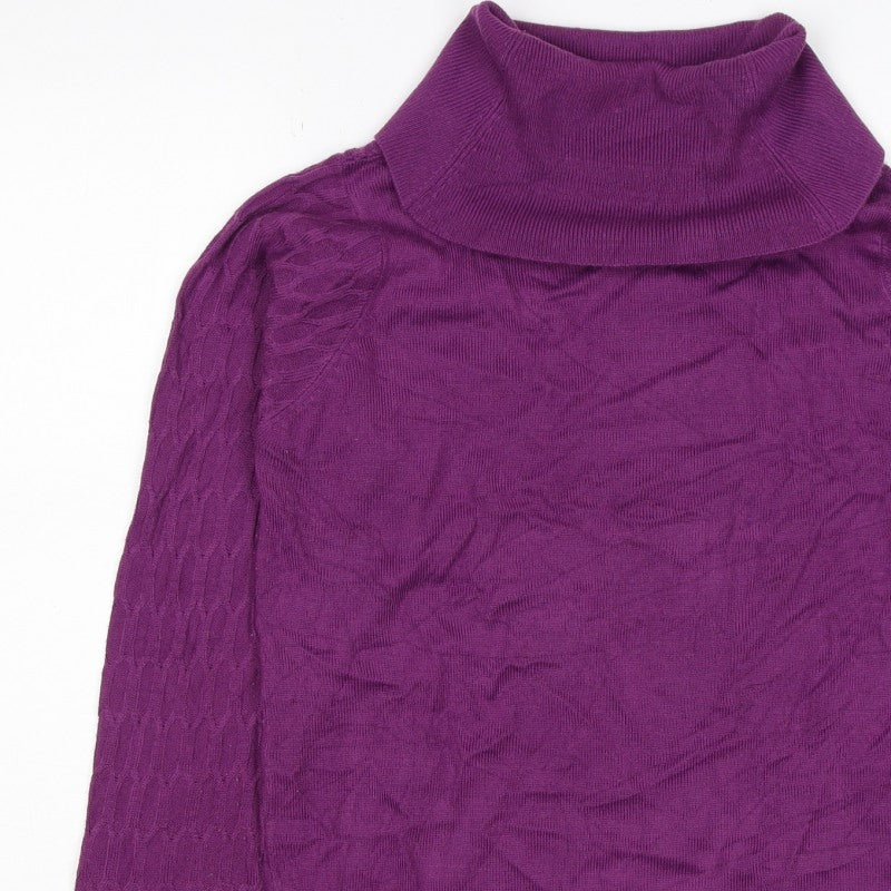ISLE Essentials Women’s Purple S Cable Knit Roll Neck Jumper