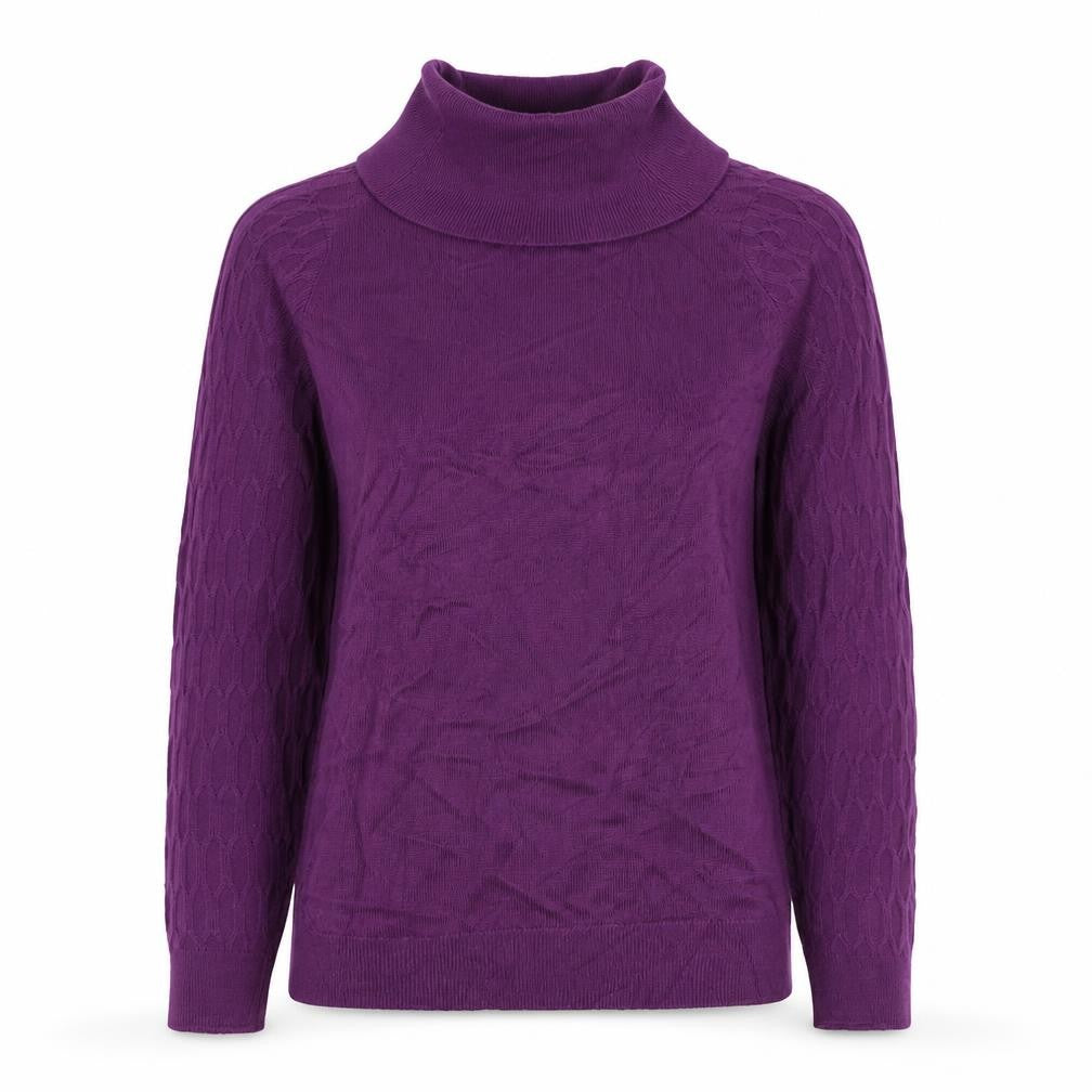 ISLE Essentials Women’s Purple S Cable Knit Roll Neck Jumper