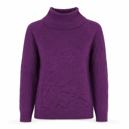 ISLE Essentials Women’s Purple S Cable Knit Roll Neck Jumper