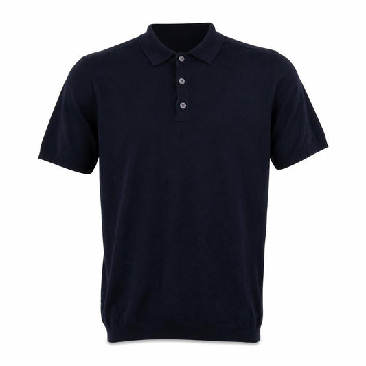 Zara Man Men’s Navy Blue L Short Sleeve Knit Polo Shirt Classic