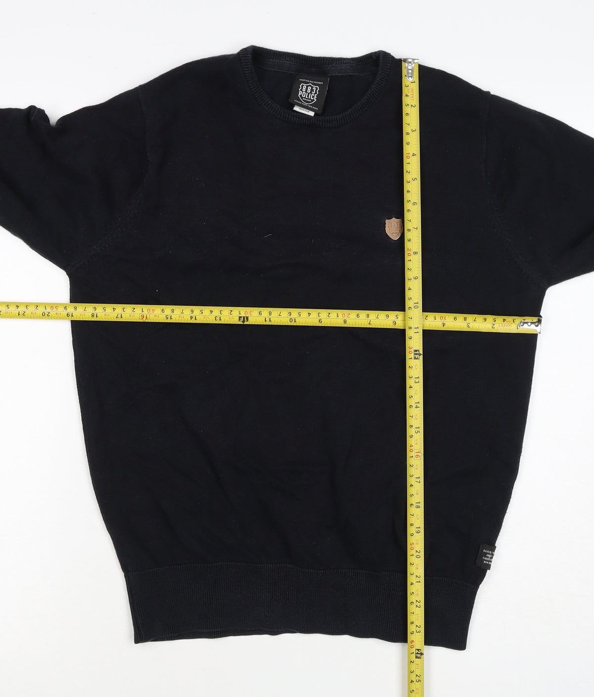 883 Police Men’s Black M Crew Neck Logo Knit Pullover Jumper