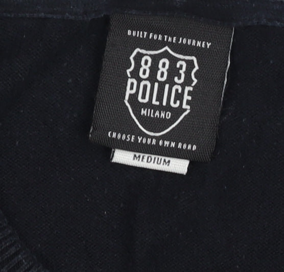 883 Police Men’s Black M Crew Neck Logo Knit Pullover Jumper