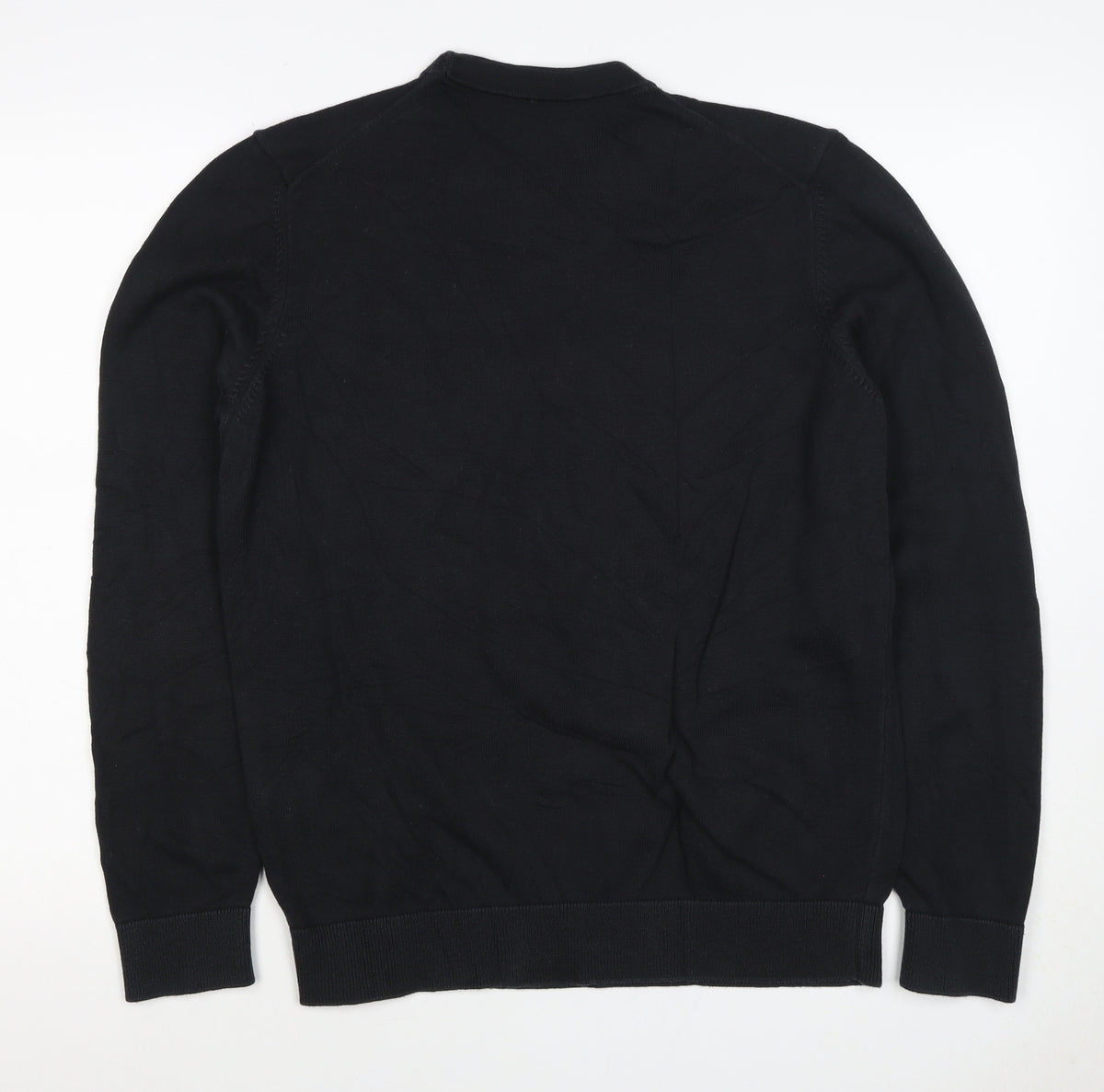 HUGO Men’s Black M Crew Neck Cotton Logo Knit Pullover Jumper