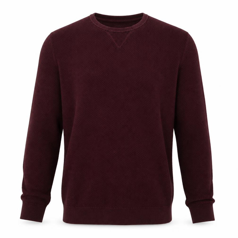 Reiss Men’s Burgundy M Waffle Knit Cotton Blend Crew Neck Pullover Jumper