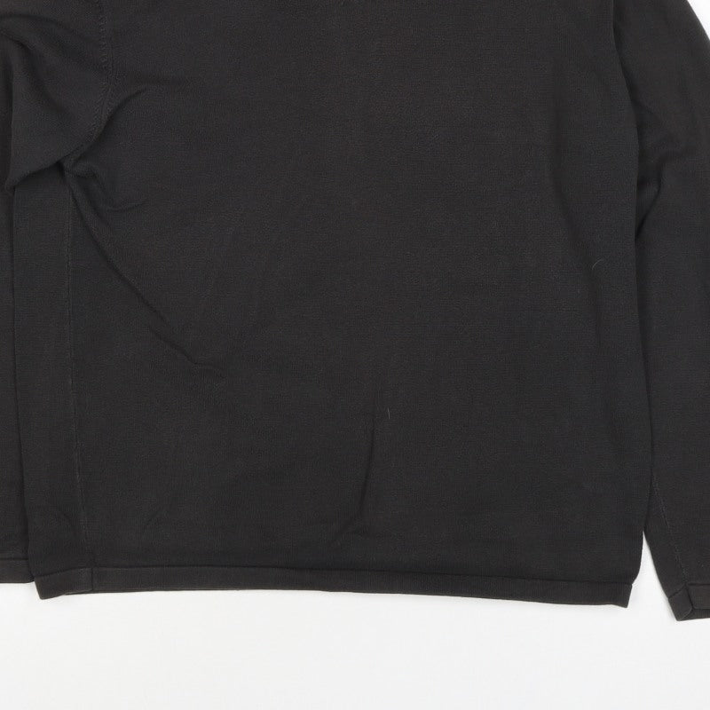 Zara Men’s Black M V-Neck Cotton Knit Pullover Jumper Classic