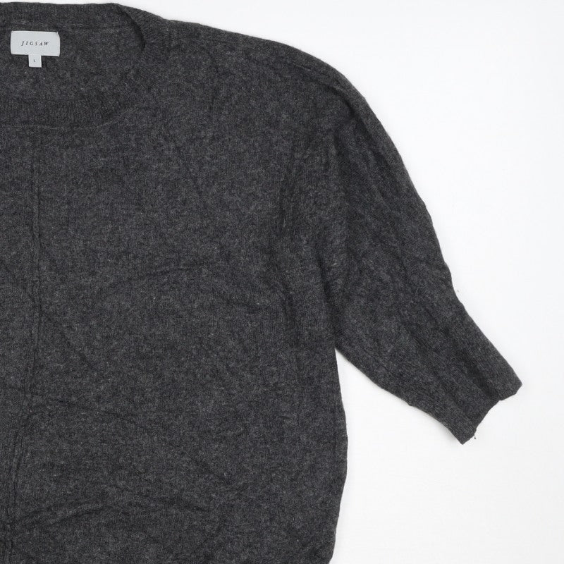 Jigsaw Women’s Grey L Wool Cashmere Blend 3/4 Sleeve Jumper