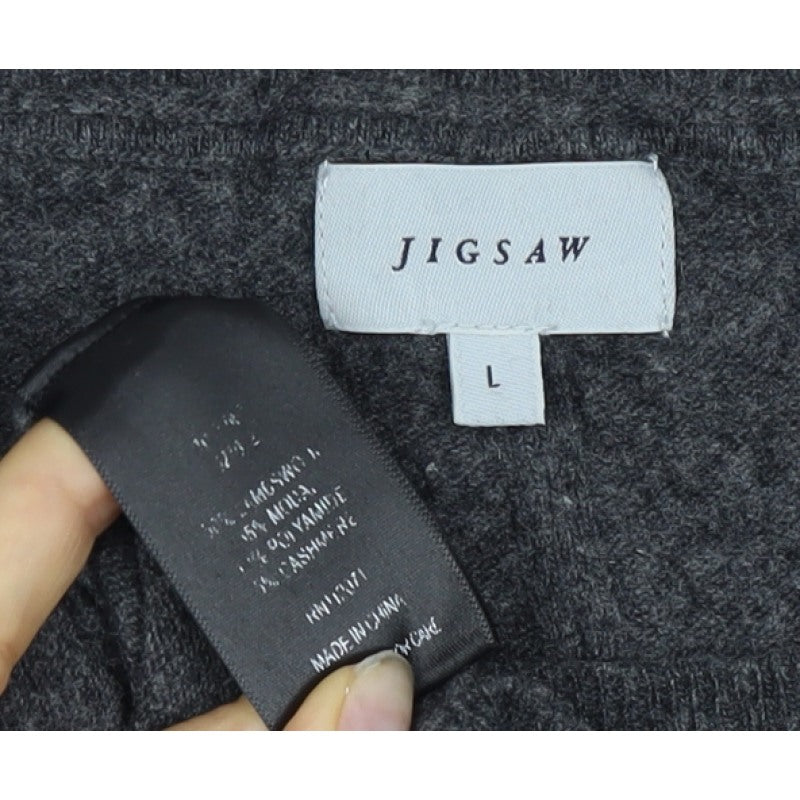 Jigsaw Women’s Grey L Wool Cashmere Blend 3/4 Sleeve Jumper