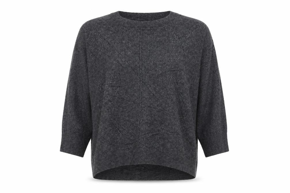 Jigsaw Women’s Grey L Wool Cashmere Blend 3/4 Sleeve Jumper