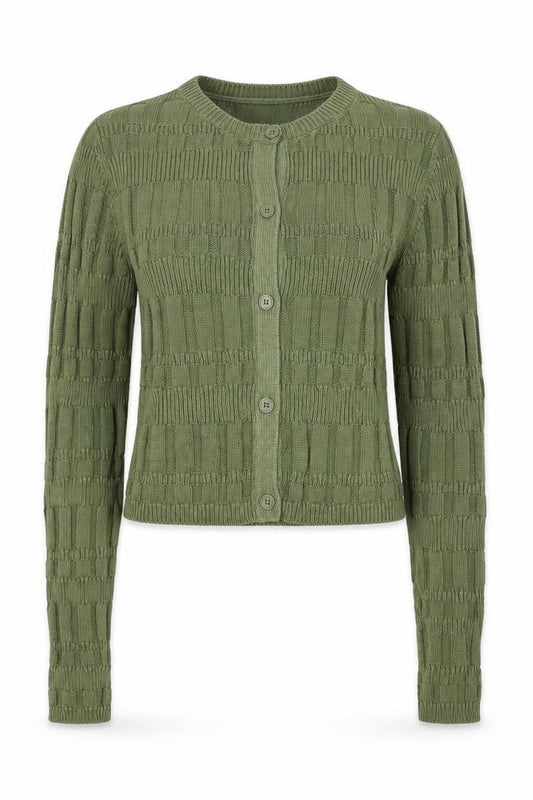 ASOS Design Women’s Green UK 10 Geometric Knit Button Cardigan