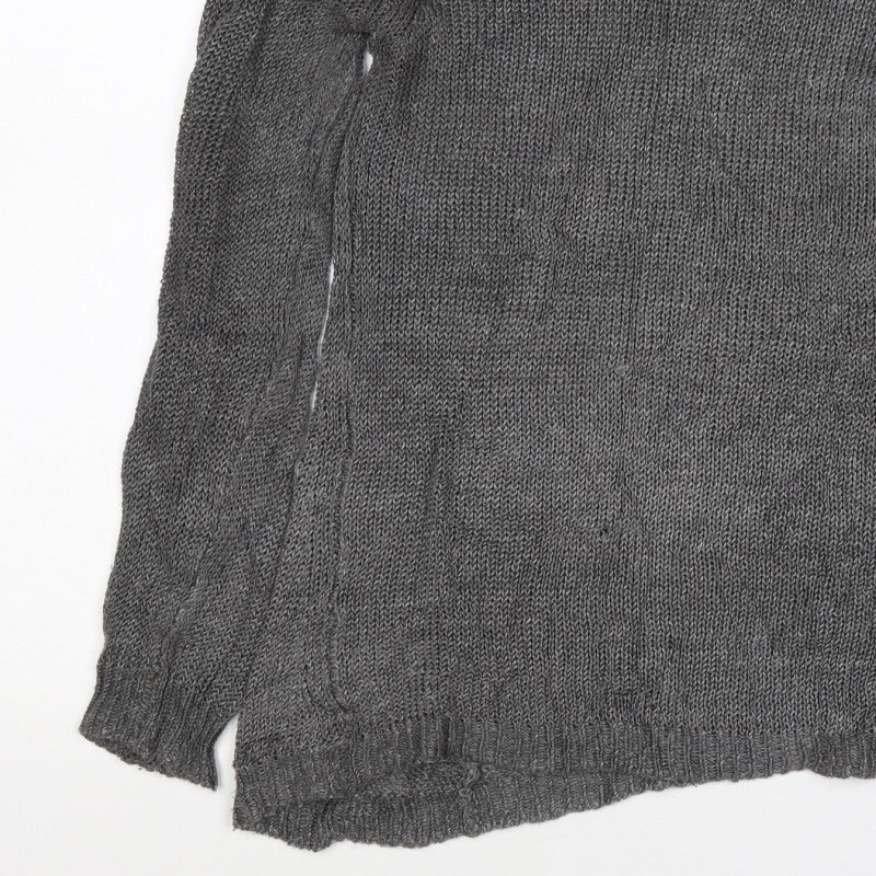 Jigsaw Women’s Grey M Linen Knit Relaxed Pullover Jumper