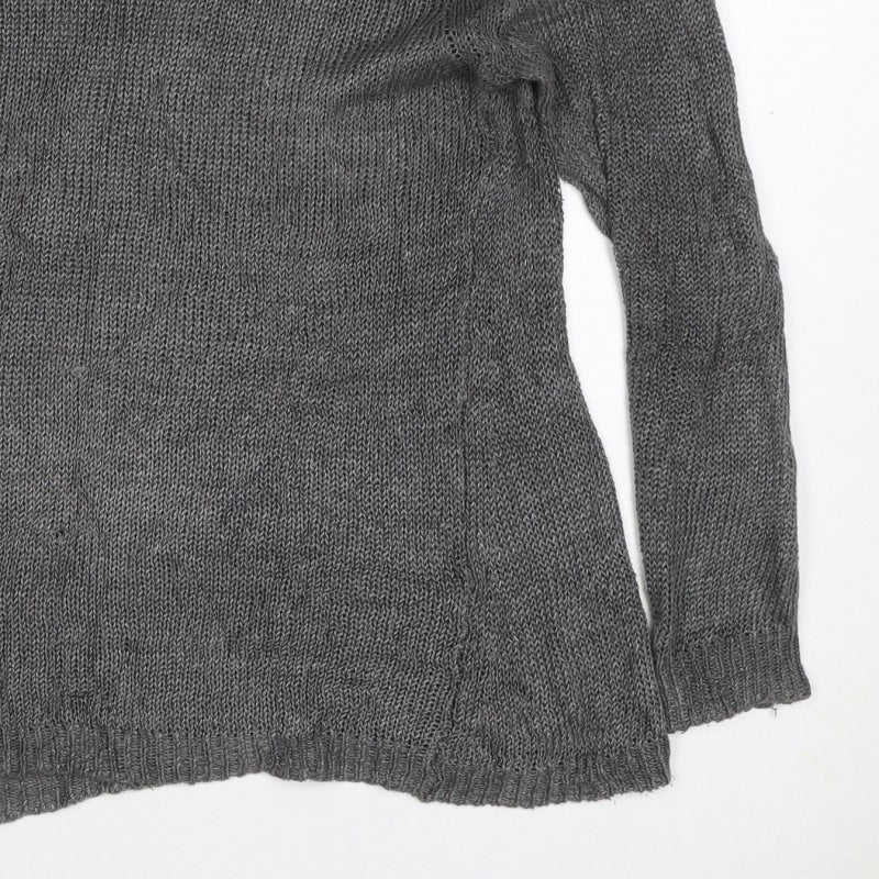 Jigsaw Women’s Grey M Linen Knit Relaxed Pullover Jumper