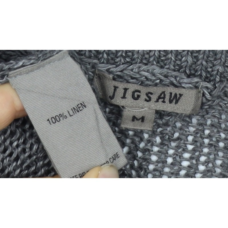 Jigsaw Women’s Grey M Linen Knit Relaxed Pullover Jumper