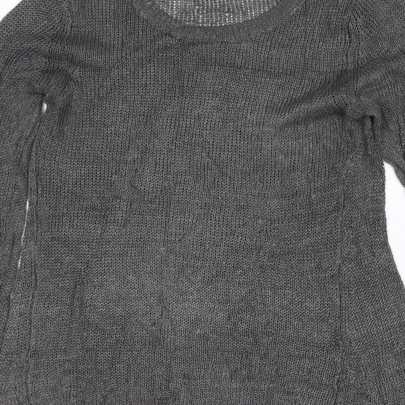 Jigsaw Women’s Grey M Linen Knit Relaxed Pullover Jumper