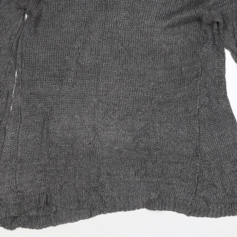 Jigsaw Women’s Grey M Linen Knit Relaxed Pullover Jumper