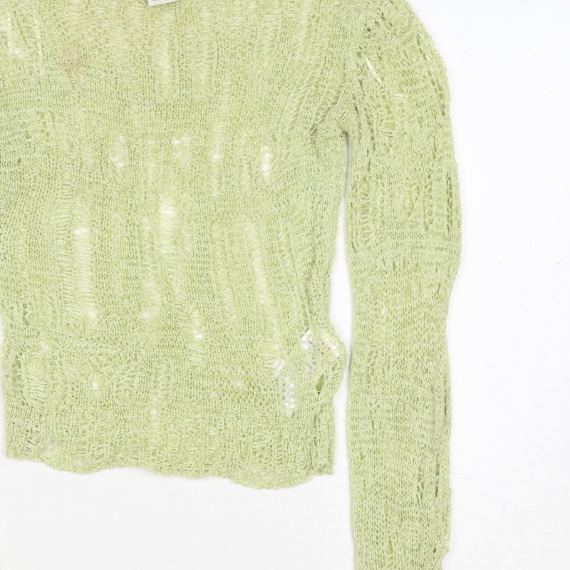 Urban Outfitters Women Green S Open Knit Sheer Pullover Jumper