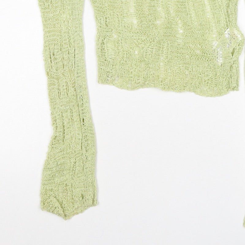 Urban Outfitters Women Green S Open Knit Sheer Pullover Jumper