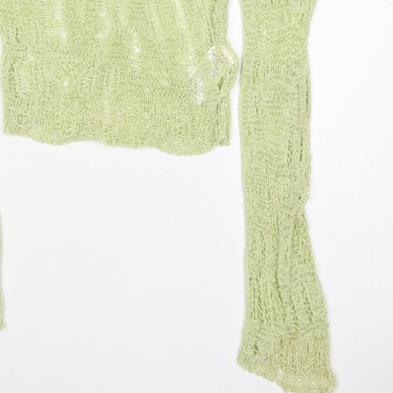 Urban Outfitters Women Green S Open Knit Sheer Pullover Jumper