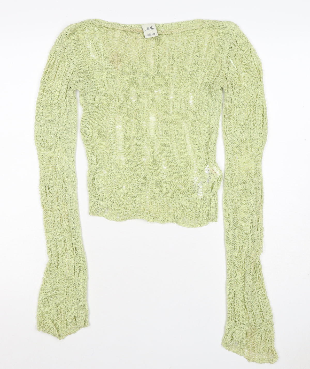 Urban Outfitters Women Green S Open Knit Sheer Pullover Jumper